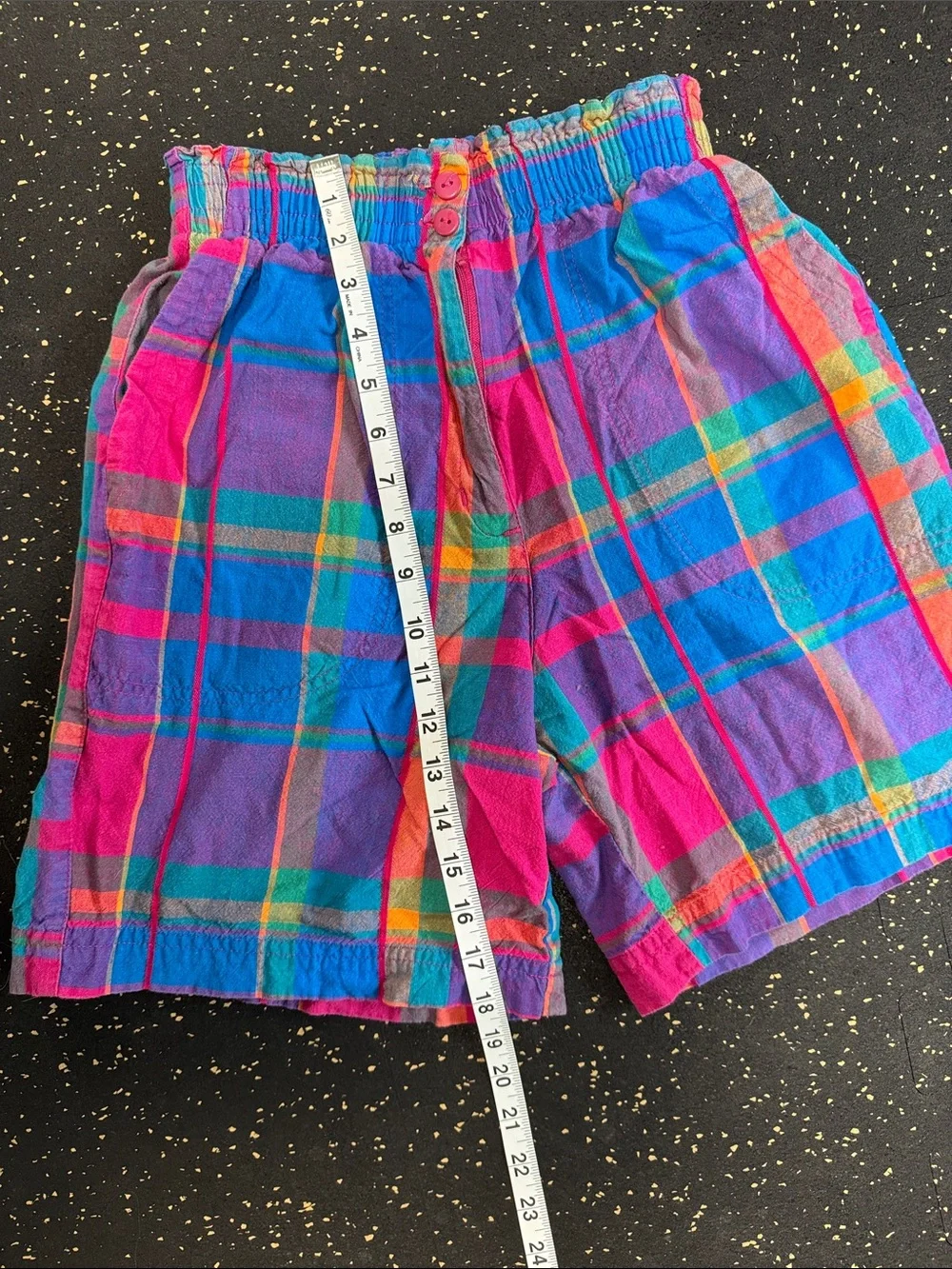 Hunt Club Colorful Plaid Elastic Waist Shorts - Bright Multicolor - Picture 5 of 5
